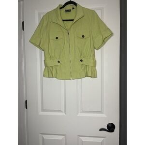 7th Avenue New York Co Short Sleeve Linen Blend jacket Green Large Nwt 89.95